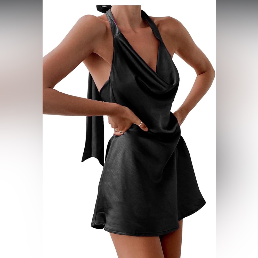 Black Sleeveless Wrap Sundress for Night Out